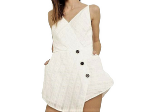 StyleStalker Women's White Asymmetric Logan Romper Sz S